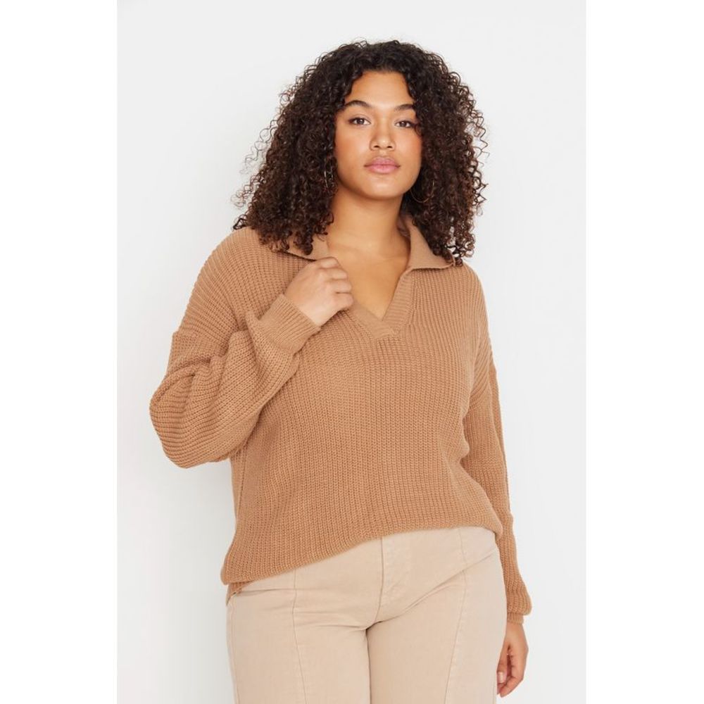 NWT Trendyol Women Relaxed fit Polo neck Knitwear Plus Size Jumper